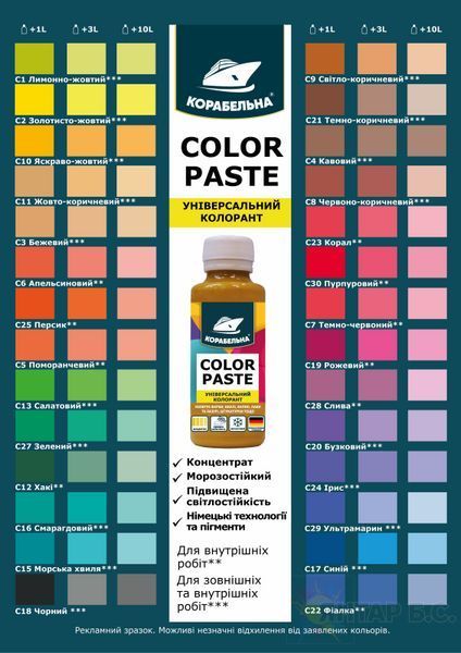 Универсальный колорант COLOR PASTE Корабельная С 4 кофейный 4823093911635 фото